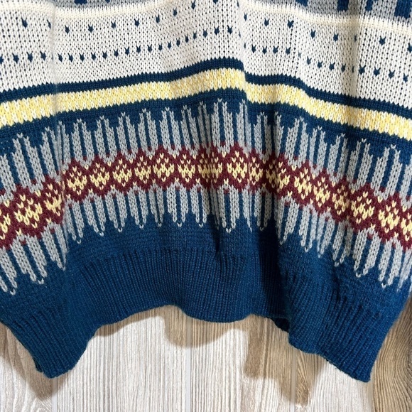 Vintage Bonjour Menswear 90’s Y2K Fair Isle Pattern Winter Ski Sweater XL - Picture 10 of 11